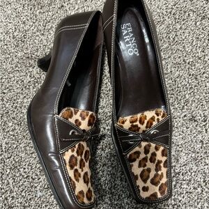 Franco Sarto, Size 7,5, leather shoes with natural fur